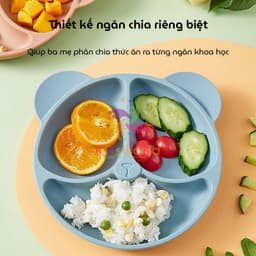 Thumbnail Khay cho bé ăn dặm silicon hình gấu KidAndMom 3 ngăn có đế hút chân không chống trơn trượt 4