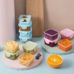 Thumbnail Set 4 Hộp trữ đông,khay trữ đông bằng nhựa Có nắp khoá 4 chiều,Bảo quản đồ ăn dặm cho bé chống rò rỉ 1