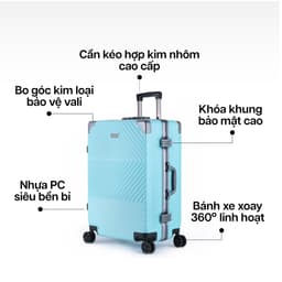 Thumbnail Vali Kéo MIAvn Pisani X9 - Size 20/24/28, Nhựa PC Cao Cấp Siêu Bền, Khoá Khung Bảo Mật, Bảo Hành Trọn Đời 4