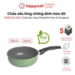 Thumbnail Chảo sâu lòng chống dính men đá đáy từ 20, 24cm Ceragreen HAPPYCOOK, CGWP-20, 24IH 1