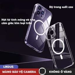 Thumbnail Ốp Lưng Likgus Trong Suốt Sạc Từ Tính Màng Bảo Vệ Camera Full PC Cứng Không Ố Vàng Cho IP 16-15-14-13-12-Pro-Plus-Promax 2