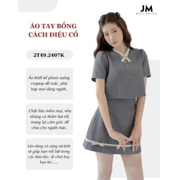 Thumbnail Set đồ áo tay bồng cách điệu cổ 2T49.2407K, chân váy A đè dây gấu 4S26.2407K thiết kế bởi JM Dress Design 2