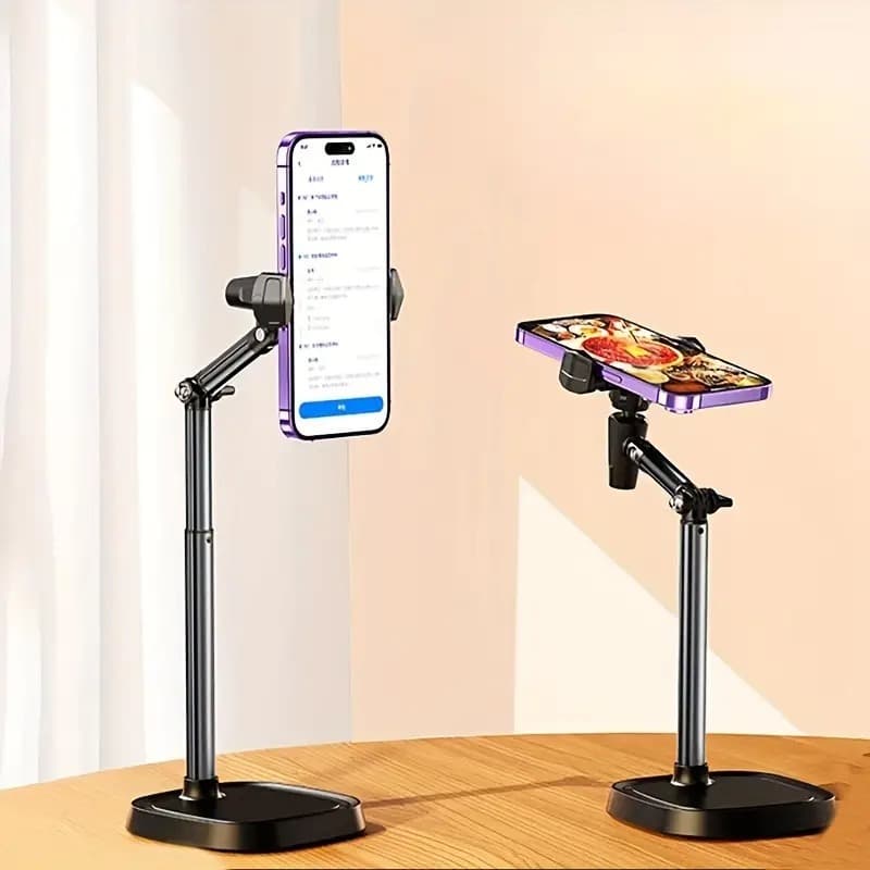 Ảnh Giá Đỡ Điện Thoại T10 Để Bàn, Chân Đỡ Livestream Bằng Kim Loại Quay 360 Độ Tùy Chỉnh Chiều Cao Góc Quay - HOLOCOM 1
