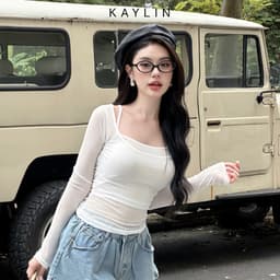 Thumbnail Set KAYLIN bộ 2 áo thun tay dài phối áo dây chất vải cotton thun mỏng nhẹ co giản phong cách - N2342 3