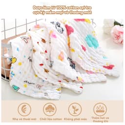 Thumbnail Set 5 Khăn Sữa Khăn Mặt IQKAO Manny Muslin 6 Lớp, Vải Xô Mềm Mại, Thấm Hút Tốt - An Toàn Cho Bé - Đa Năng Sử Dụng S5M2 1