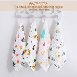 Thumbnail Set 5 Khăn Sữa Khăn Mặt IQKAO Manny Muslin 6 Lớp, Vải Xô Mềm Mại, Thấm Hút Tốt - An Toàn Cho Bé - Đa Năng Sử Dụng S5M2 3