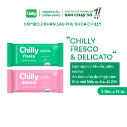 Thumbnail Khăn lau phụ khoa Chilly Fresco và Delicato chiết xuất lô hội, bạc hà làm sạch khử mùi 12 tờ/gói MM 1