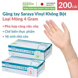 Thumbnail Găng tay Saraya Vinyl không bột trong suốt, công việc nhẹ, chế biến thực phẩm 2