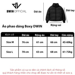 Thumbnail Áo khoác phao boxy nam nữ DWIN local brand dáng lửng cổ cao unisex trần bông dày dặn siêu ấm 2