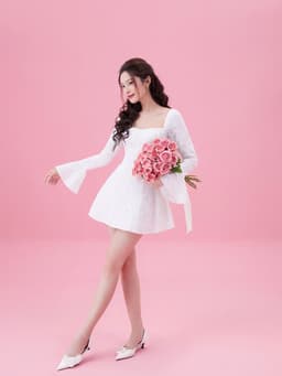 Thumbnail Đầm Nữ Cổ Vuông Đi Tiệc Tay Dài Ren Hoa Form Ngắn Mini Trẻ Trung - MERLIN DRESS - GOÛT DE JUN 1