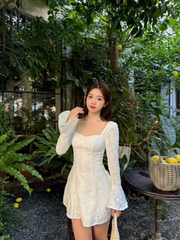 Thumbnail Đầm Nữ Cổ Vuông Đi Tiệc Tay Dài Ren Hoa Form Ngắn Mini Trẻ Trung - MERLIN DRESS - GOÛT DE JUN 3