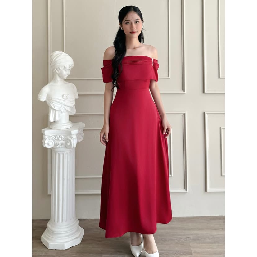 Ảnh BBSTORE'S Đầm Dự Tiệc Trễ Vai Form Dài Nhún Ngực Kiểu Dáng Trẻ Trung - D746 2