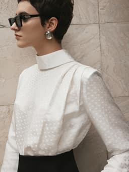 Thumbnail Áo sơ mi chấm bi trắng Calista Silk Blouse HUONG BOUTIQUE HBSM1165 1