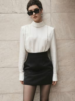 Thumbnail Áo sơ mi chấm bi trắng Calista Silk Blouse HUONG BOUTIQUE HBSM1165 2