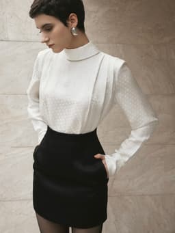 Thumbnail Áo sơ mi chấm bi trắng Calista Silk Blouse HUONG BOUTIQUE HBSM1165 3