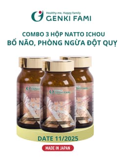 Thumbnail Combo Viên Uống Bổ Não, Ngừa Đột Quỵ Tai Biến, Giúp Ngủ Ngon Nattokinase 3000FU Natto Ichou Genki Fami Nhật Bản 1
