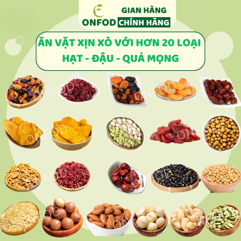Ảnh Các loại hạt dinh dưỡng sấy chín ONFOD hạt điều rang muối óc chó hạnh nhân macca yến mạch hạt bí hạt thông 3