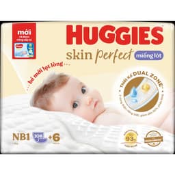 Thumbnail Miếng lót sơ sinh Huggies Skin Perfect NB1 108+6 miếng với 2 vùng thấm giảm kích ứng da 1