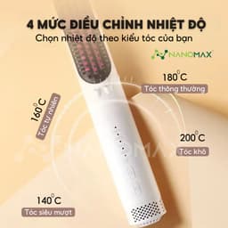 Thumbnail Lược Điện Ion Âm NANOMAX XN Z12 Chăm Sóc Tóc Suôn Mượt Tạo Kiểu 4 Chế Độ Nhiệt, Gió Mát, 54 Răng Lược 3