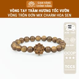 Thumbnail Vòng tay trầm hương hạt tròn mix hoa sen Trầm tóc vườn, sánh chìm, tóc kiến tự nhiên -Xưởng Mộc Việt 1