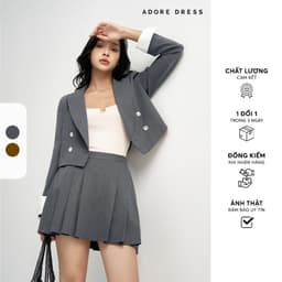 Thumbnail 412BL1003 - Áo blazer cổ 2 ve dáng ngắn solid tàn đậm/karo nâu ADORE DRESS 1