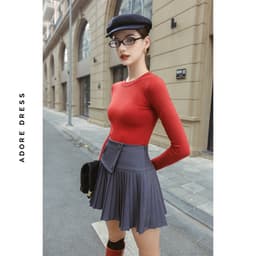 Thumbnail 412SK1058- Chân váy mini xoè dập ly dạ mỏng 2 màu ADORE DRESS 4