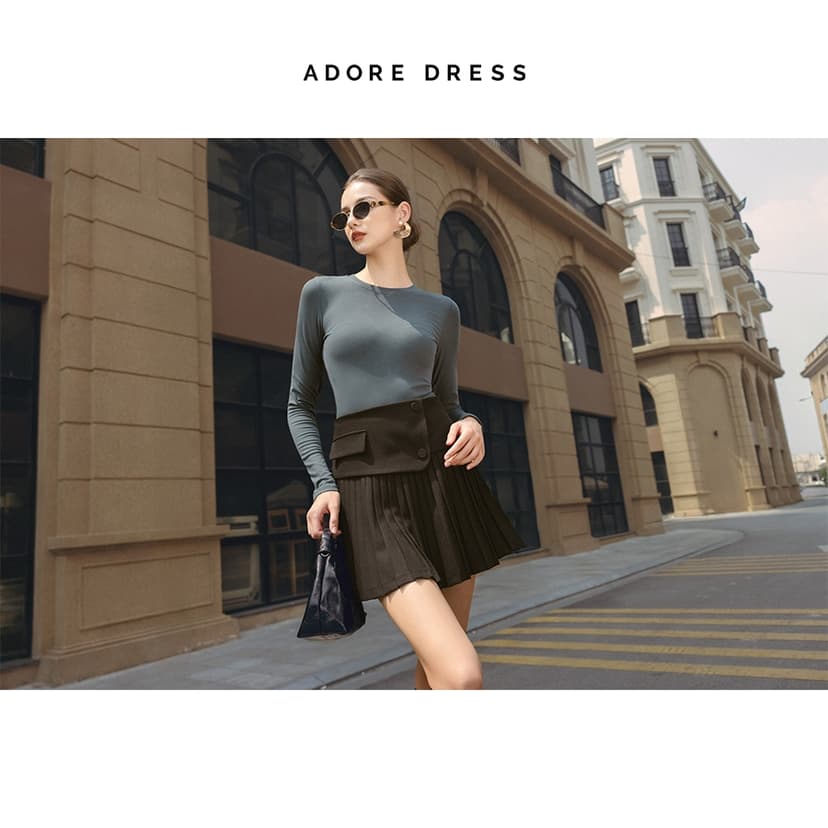 Ảnh 412SK1058- Chân váy mini xoè dập ly dạ mỏng 2 màu ADORE DRESS 2