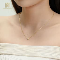 Thumbnail Dây chuyền vàng 10K Bảo Tín Mạnh Hải hoạ tiết cỏ 4 lá khảm đá thanh lịch phong cách Ý PYD2V10KDH-412008 2