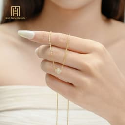 Thumbnail Dây chuyền vàng 10K Bảo Tín Mạnh Hải hoạ tiết cỏ 4 lá khảm đá thanh lịch phong cách Ý PYD2V10KDH-412008 3