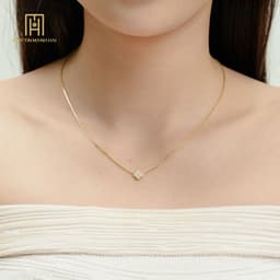 Thumbnail Dây chuyền vàng 10K Bảo Tín Mạnh Hải hoạ tiết cỏ 4 lá khảm đá thanh lịch phong cách Ý PYD2V10KDH-412008 1