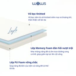 Thumbnail WOWS - Nệm Foam 15cm Layla Lite Cho Người Lớn Tuổi - Bảo Vệ Cột Sống, Ép Cuộn Tiện Lợi - BH 10 Năm 3