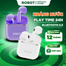 Thumbnail Tai Nghe Bluetooth 5.3 ROBOT Airbuds T50S Semi InEar Kháng Nước IPX4 Âm Thanh Rõ Nét, Playtime 24h 1