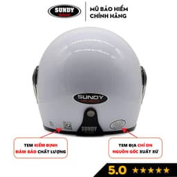 Thumbnail Mũ bảo hiểm chụp tai 3/4 đầu có kính SUNDY Helmets HP03K, Freesize 56-58cm an toàn, thời trang cho cả nam và nữ 1