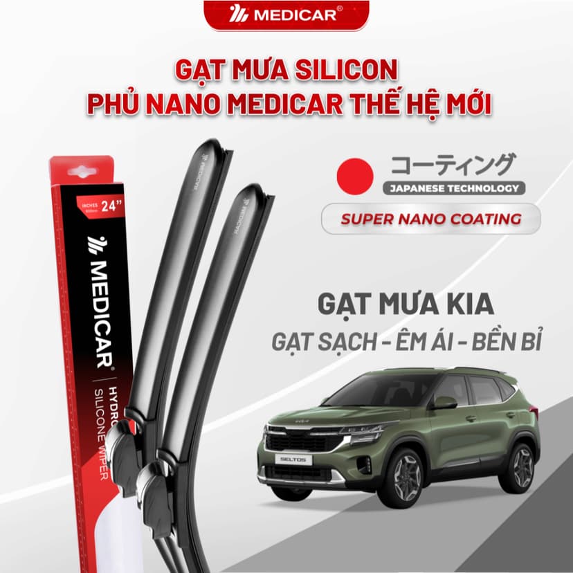 Ảnh Cặp gạt mưa ô tô xe KIA - Gạt mưa ô tô Silicon phủ nano chống nước Medicar 1