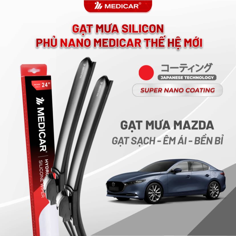 Ảnh Cặp gạt mưa ô tô xe MAZDA - Gạt mưa ô tô Silicon phủ nano chống nước Medicar 1