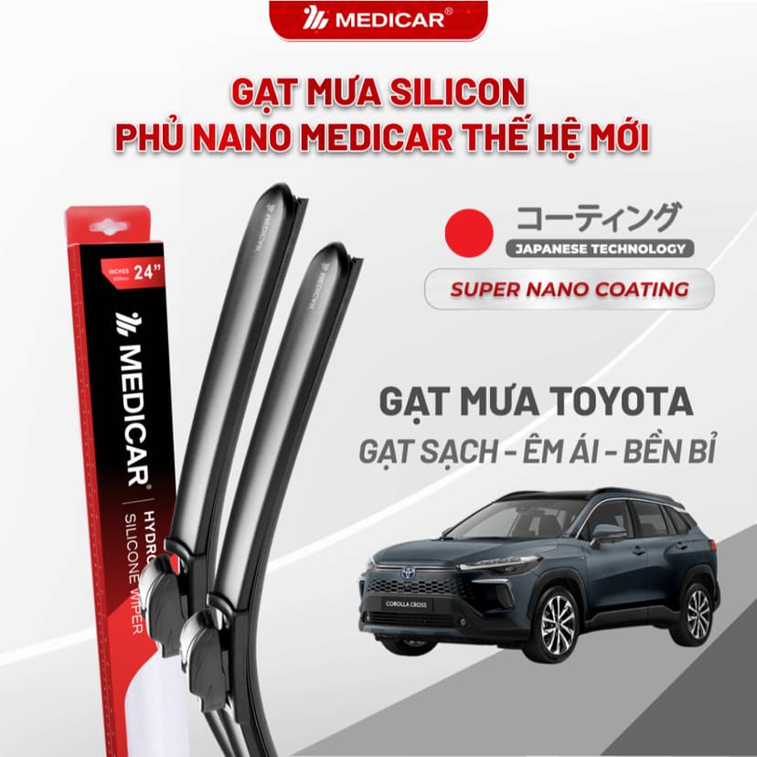 Ảnh Cặp gạt mưa ô tô xe TOYOTA - Gạt mưa ô tô Silicon phủ nano chống nước Medicar 1