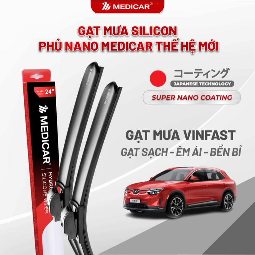 Ảnh Cặp gạt mưa ô tô xe VINFAST - Gạt mưa ô tô Silicon phủ nano chống nước Medicar 1