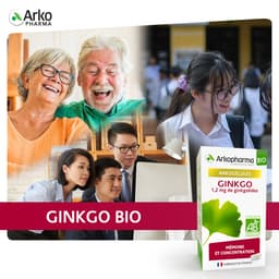 Thumbnail Nước uống bổ não, cải thiện trí nhớ Arkopharma Arkofluides Ginkgo Biloba BIO 20 ống x 10ml 4