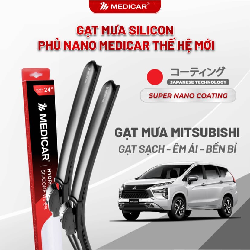 Ảnh Cặp gạt mưa ô tô xe MITSUBISHI - Gạt mưa ô tô Silicon phủ nano chống nước Medicar 1