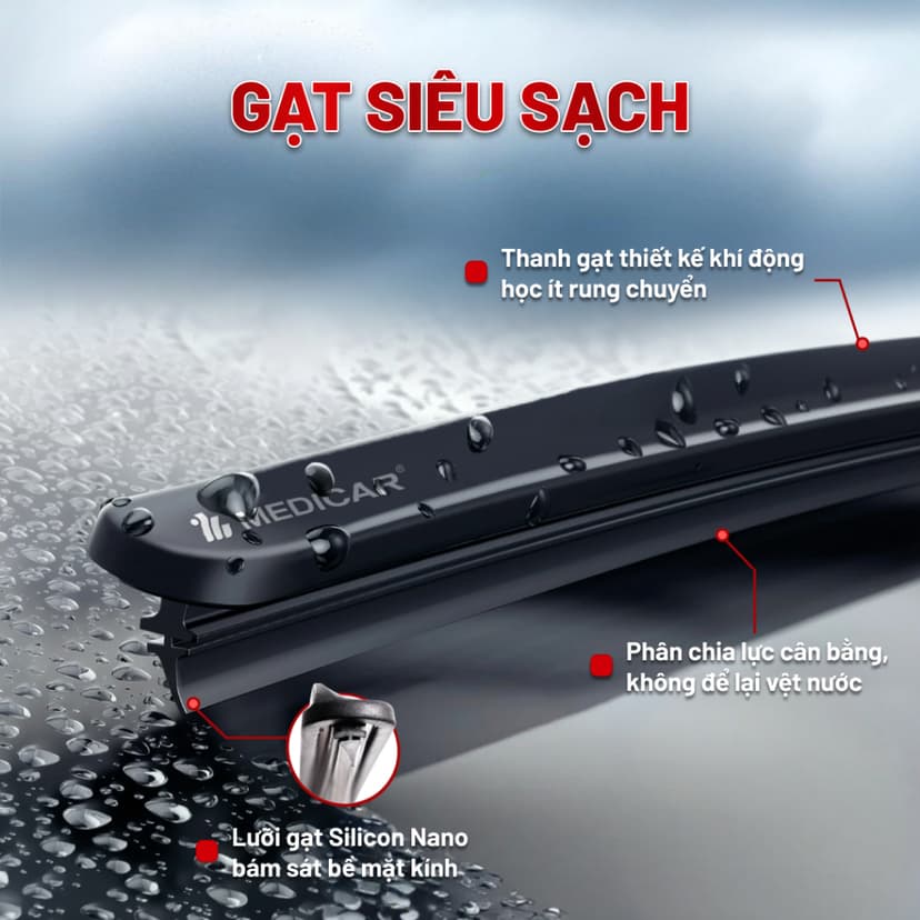Ảnh Cặp gạt mưa ô tô xe MITSUBISHI - Gạt mưa ô tô Silicon phủ nano chống nước Medicar 2