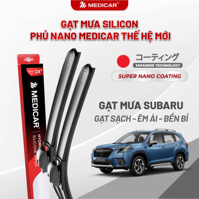 Ảnh Cặp gạt mưa ô tô xe SUBARU - Gạt mưa ô tô Silicon phủ nano chống nước Medicar 1