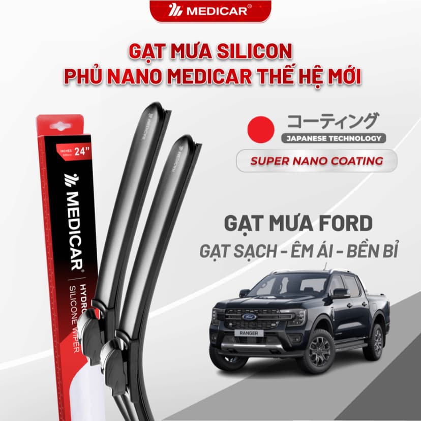Ảnh Cặp gạt mưa ô tô xe FORD - Gạt mưa ô tô Silicon phủ nano chống nước Medicar 1