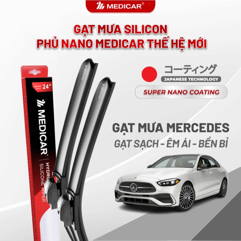Ảnh Cặp gạt mưa ô tô xe MERCEDES-BENZ - Gạt mưa ô tô Silicon phủ nano chống nước Medicar 1