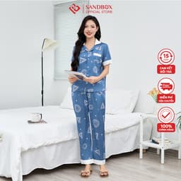 Thumbnail Bộ Pijama SANDBOX Lụa Latin Nhật Cao Cấp Mềm Mịn, Họa Tiết Thiết Kế Hoa Phối Màu(BPC24001) 1