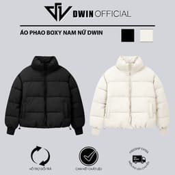Thumbnail Áo khoác phao boxy nam nữ DWIN local brand dáng lửng cổ cao unisex trần bông dày dặn siêu ấm 1