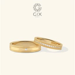 Thumbnail Nhẫn cưới platinum thiết kế đơn giản đẹp đính kim cương thiên nhiên khắc chữ Gix Jewel 3