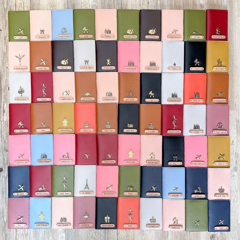 Ảnh Vỏ hộ chiếu Vuông Shop®️ da pu với nhiều màu sắc kèm tag tên theo yêu cầu passport cover 3