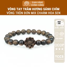 Thumbnail Vòng tay trầm hương hạt tròn mix hoa sen trầm Sánh Chìm mang bình an may mắn - Xưởng Mộc Việt 1