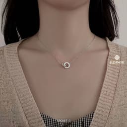 Thumbnail Dây chuyền nữ titan Eleanor Accessories vòng tròn đôi khắc số la mã phụ kiện trang sức vòng cổ 8713 2