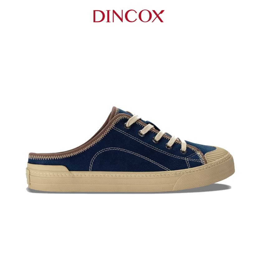 Ảnh Giày Sục Đạp Gót Mules Vải Sneaker Unisex Tăng Chiều Cao 4cm DINCOX E10 Dark Navy 2